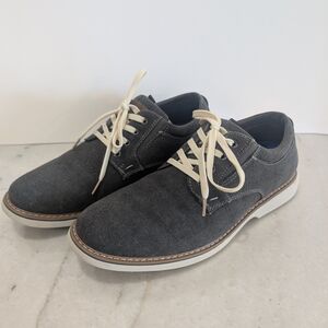 Nunn Bush Otto Canvas Plain Toe Casual Oxford Canvas Lace-Up Shoes Charcoal 8.5